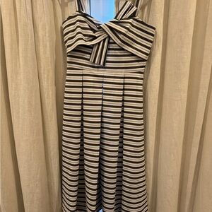 Astr Strapless Charcoal and White Striped Dress
